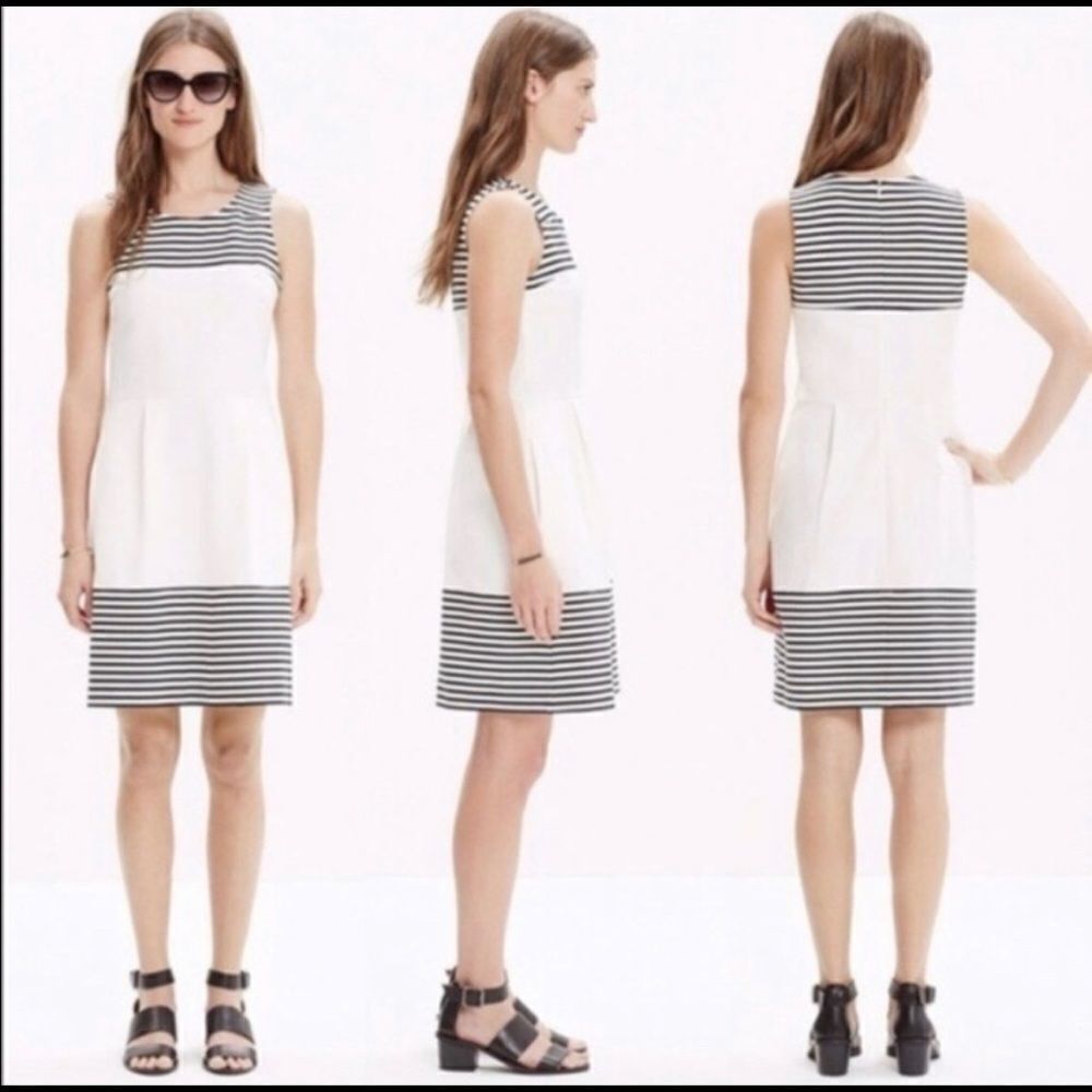 Madewell Verse Cocktail Dress in Black and White